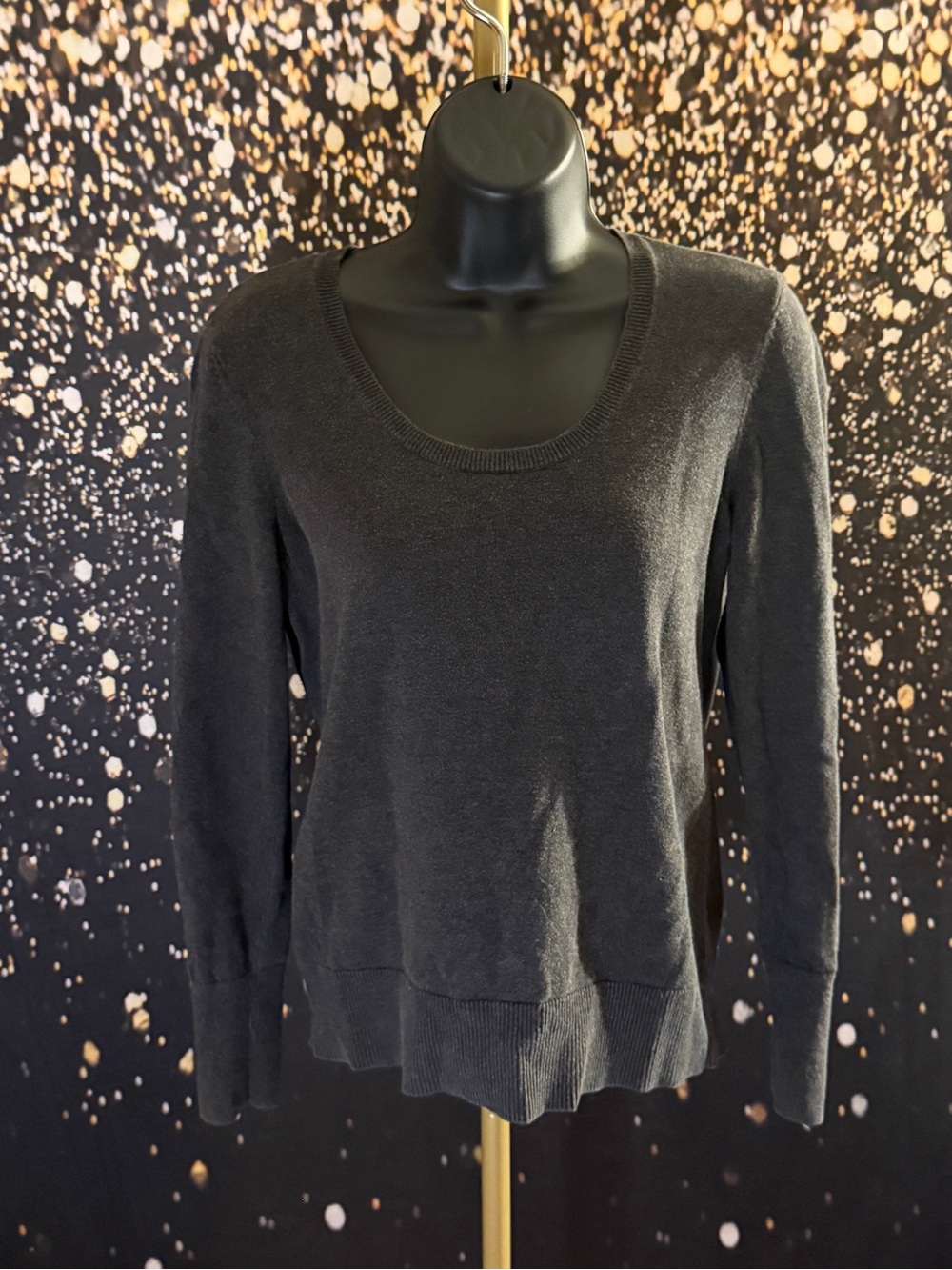 LOFT Grey Scoop Neck Lightweight Sweater